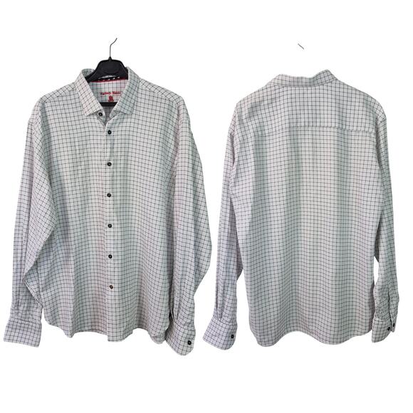 Visconti Black White Black WindowPane Long Sleeve Button Front Shirt Men's XL - Picture 1 of 3